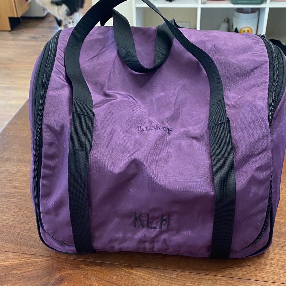 Purple Nylon Travel Duffel with Black Straps
